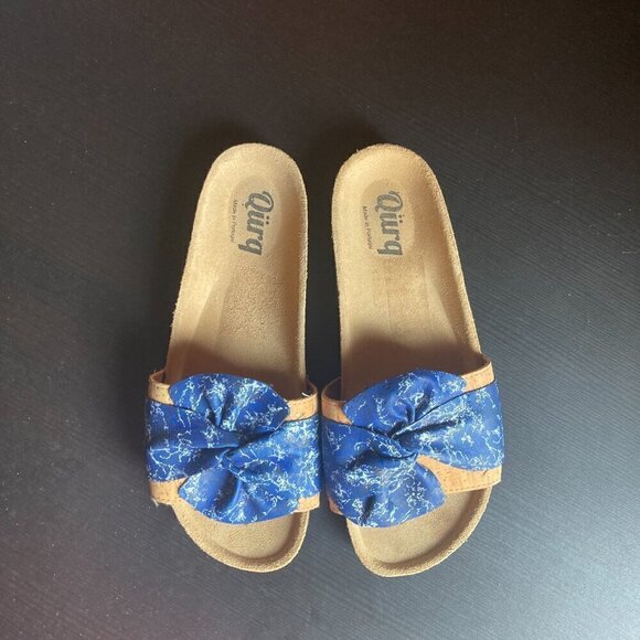 QURQ BLUE OVERSIZED BOW WOMAN'S SLIDES-  size 8 - Picture 4 of 8